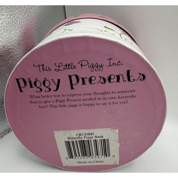 This Little Piggy Piggy Bank and box with Butterflies and Flowers New In Box - Picture 6 of 7